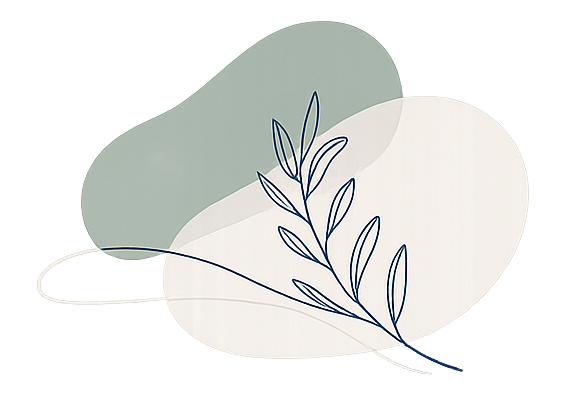 Abstract oval shapes with a leaf